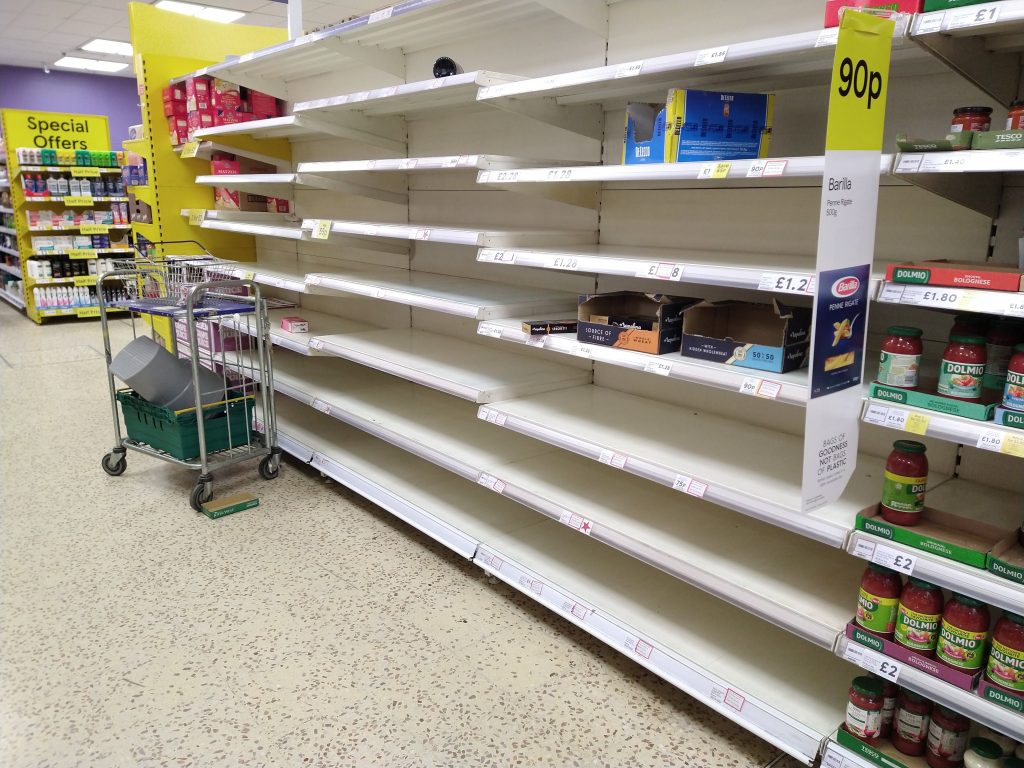 Pasta sold out at Tesco, Finchley, London
